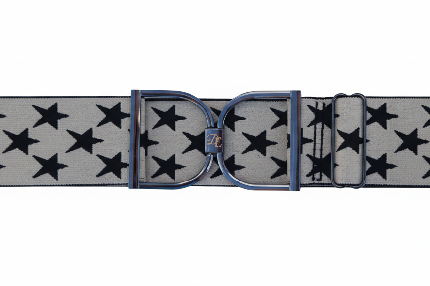 Comfort Fit Belt - Cream with Black Stars (2" wide)