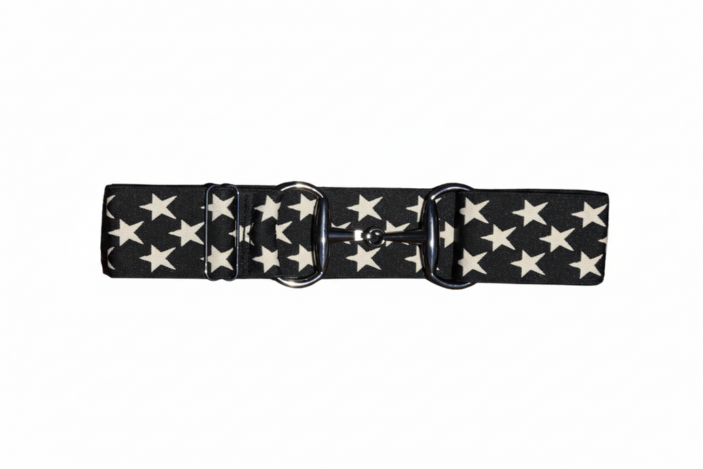Comfort Fit Belt - Black with Cream Stars (2" wide)