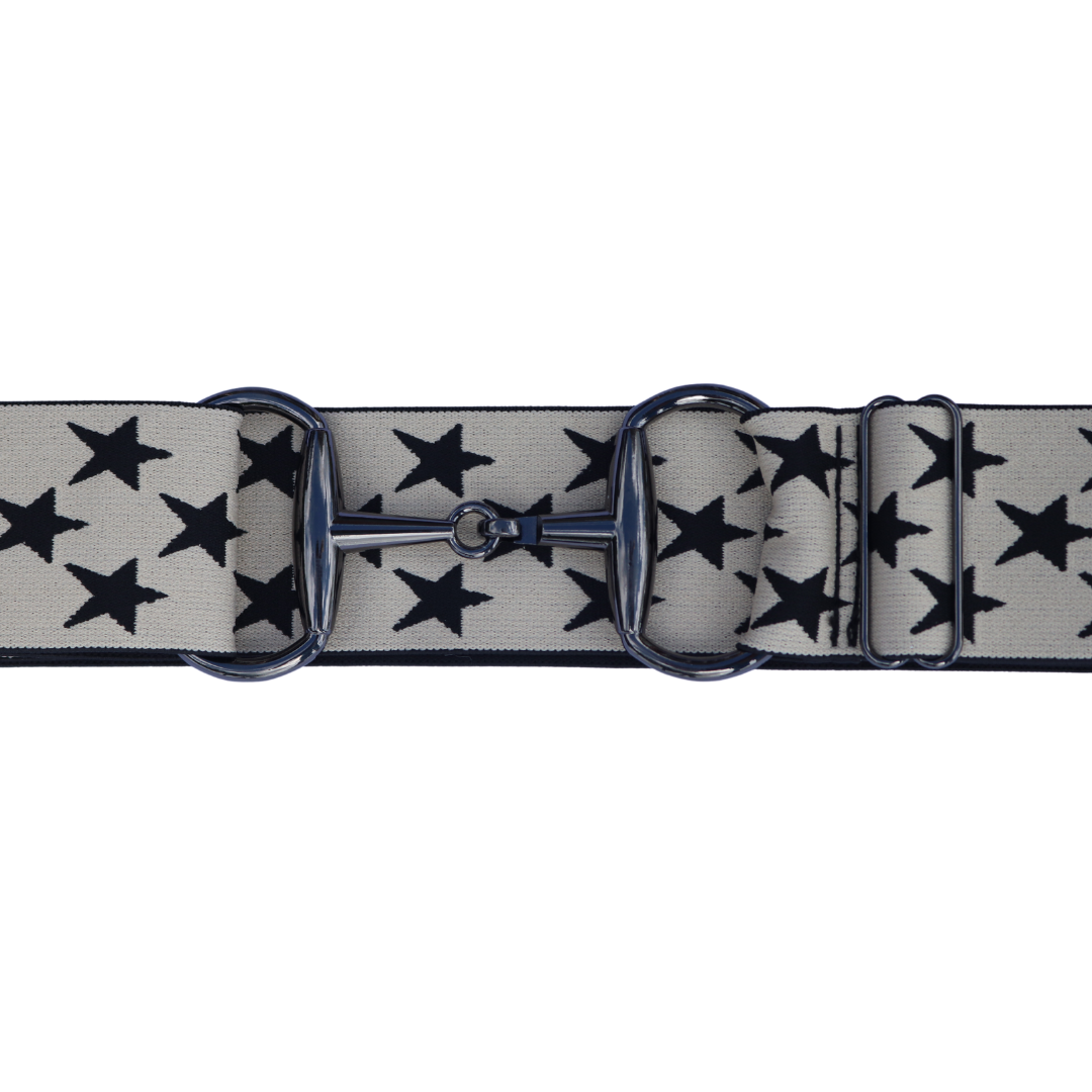 Comfort Fit Belt - Cream with Black Stars (2" wide)