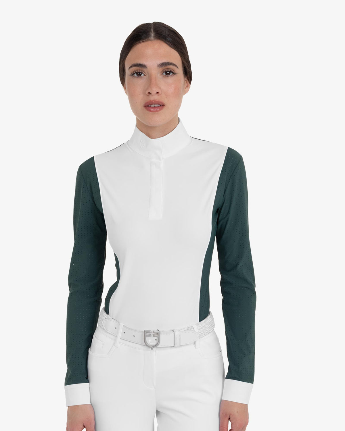 Equestro Women's Perforated Long-Sleeved Competition Polo Shirt