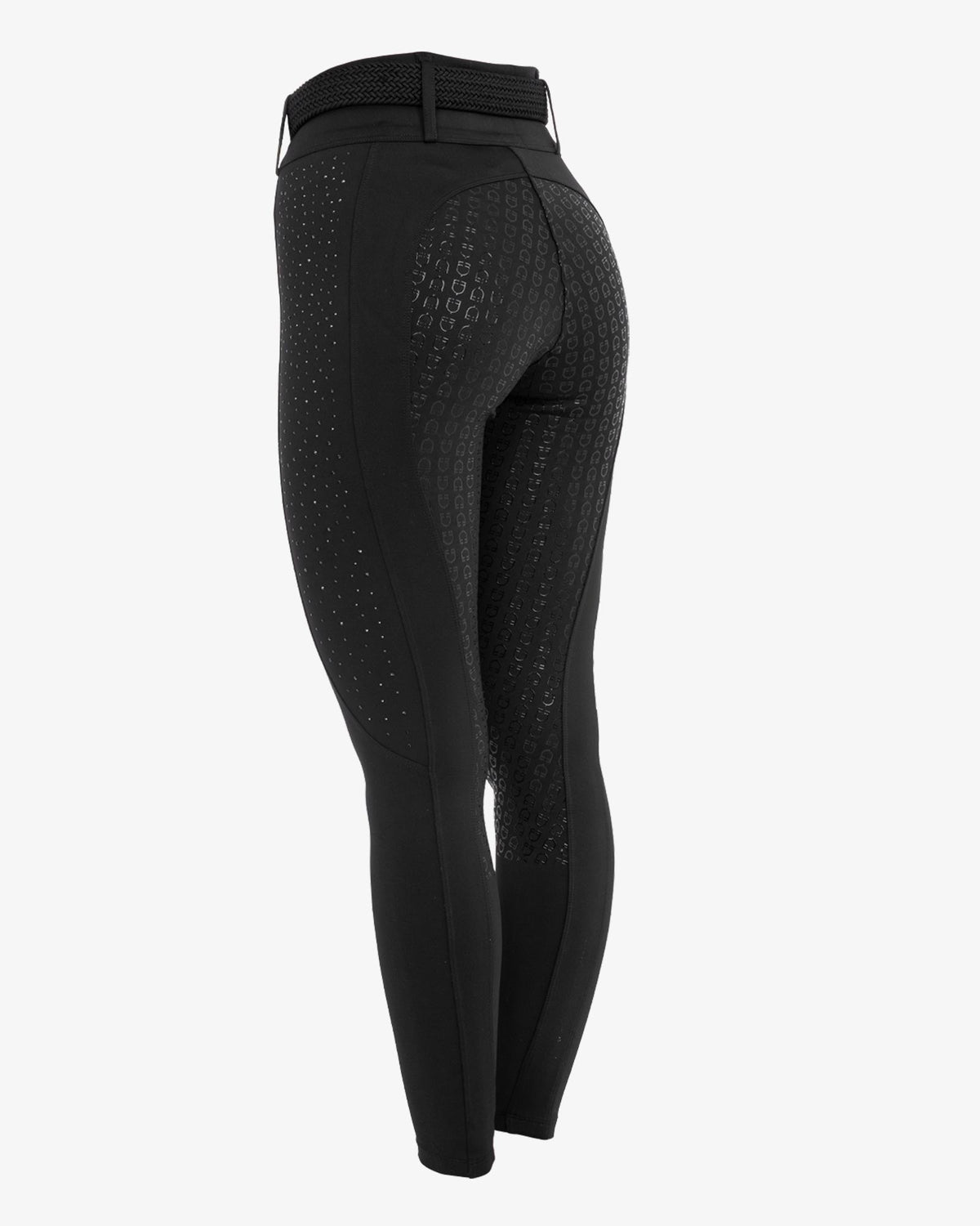 Equestro Women's High-Waisted Leggings with Belt Loops and Rhinestones