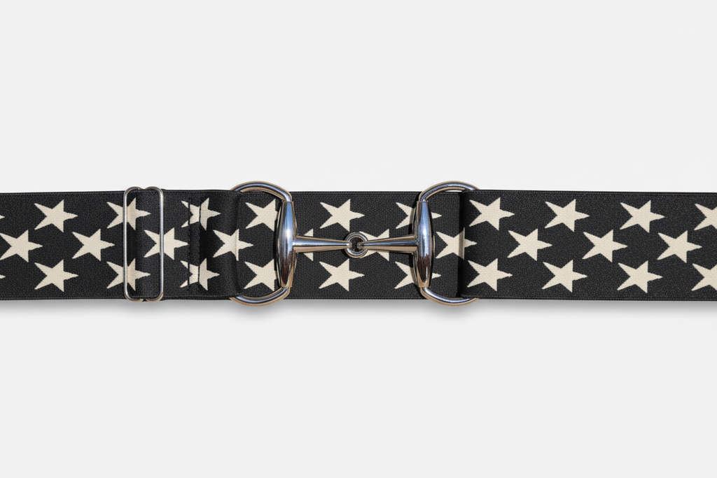 Comfort Fit Belt - Black with Cream Stars (2" wide)