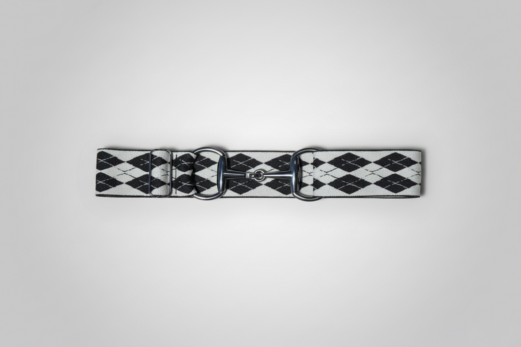 Comfort Fit Belt - White and Black Argyle