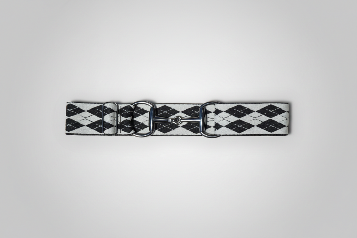 Comfort Fit Belt - White and Black Argyle