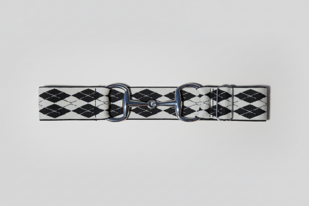 Comfort Fit Belt - White and Black Argyle