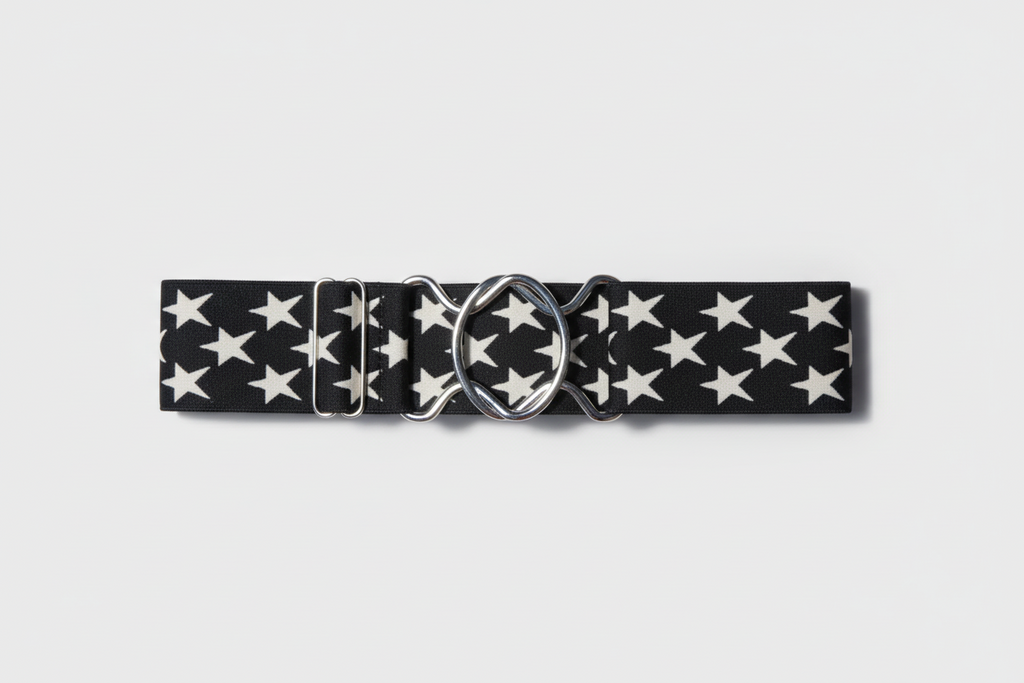 Comfort Fit Belt - Black with Cream Stars (2" wide)