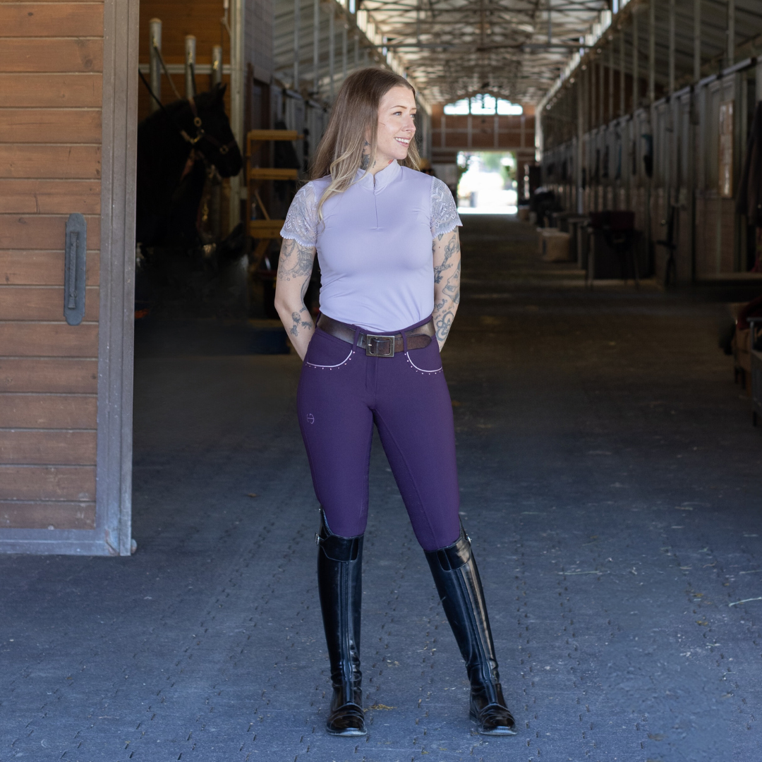 Crystal Evolution Full Seat Breeches - Dark Plum - HIGH WAIST
