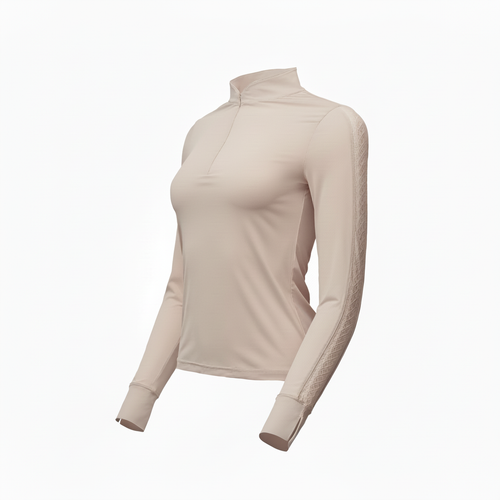 Annabelle - Long Sleeve Lace Riding Top - Latte