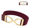 Ellany™ Elastic Belt 1.5" Fig Herringbone with Gold Stirrup LIMITED Collection