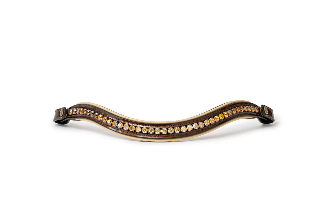 The Catalonia Metallic Bronze Leather Snaffle Bridle with Removable Flash