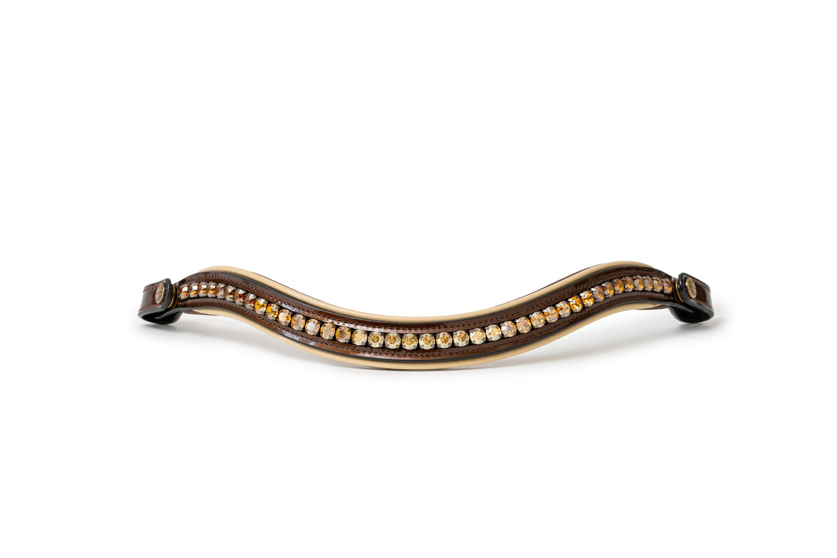 The Catalonia Metallic Bronze Leather Snaffle Bridle with Removable Flash