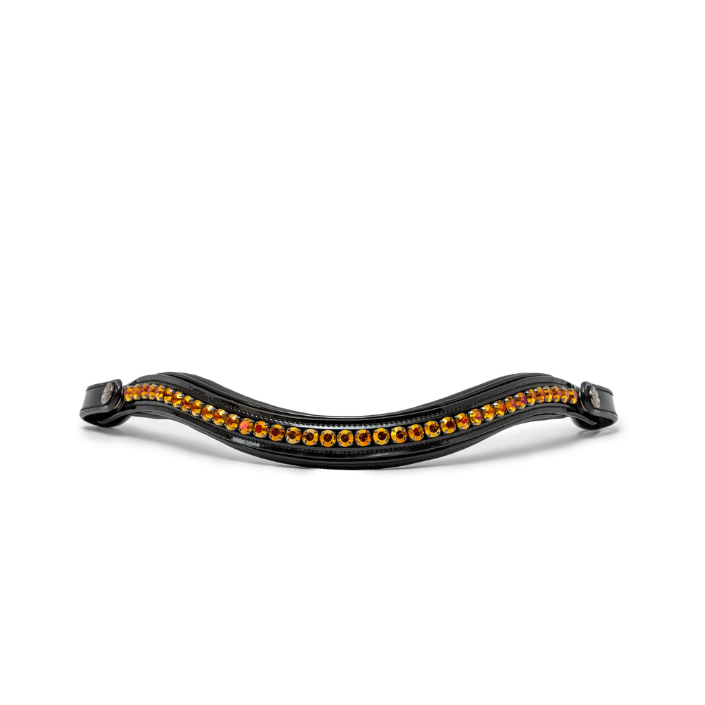 🤎 The Umbria Rolled Black Patent Leather Double Bridle