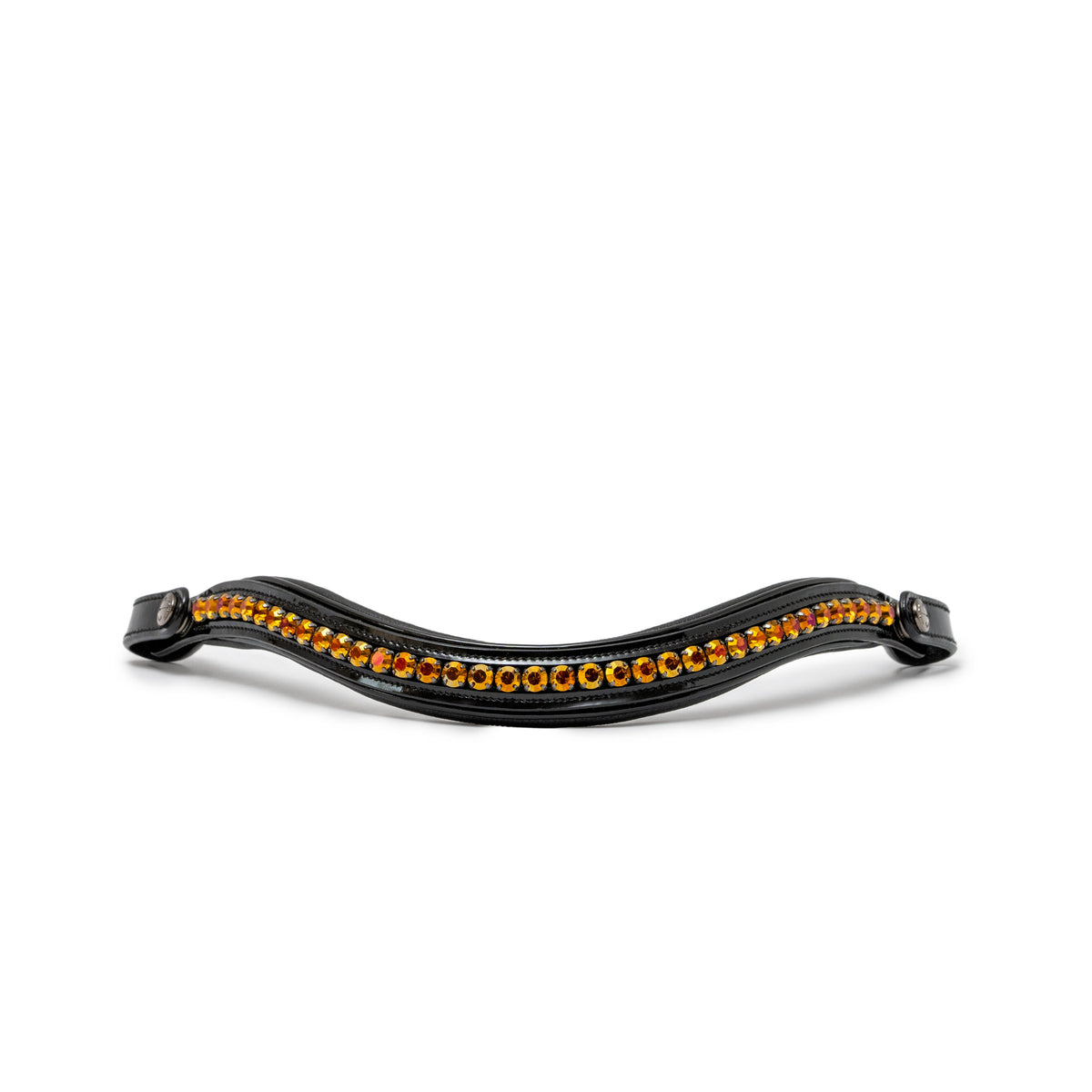 🤎 The Umbria Rolled Black Patent Leather Double Bridle