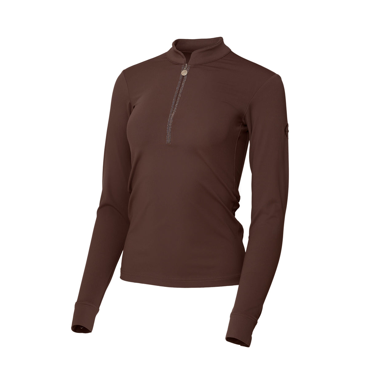 Heidi - Long Sleeve Riding Top with Crystal Fabric Trim