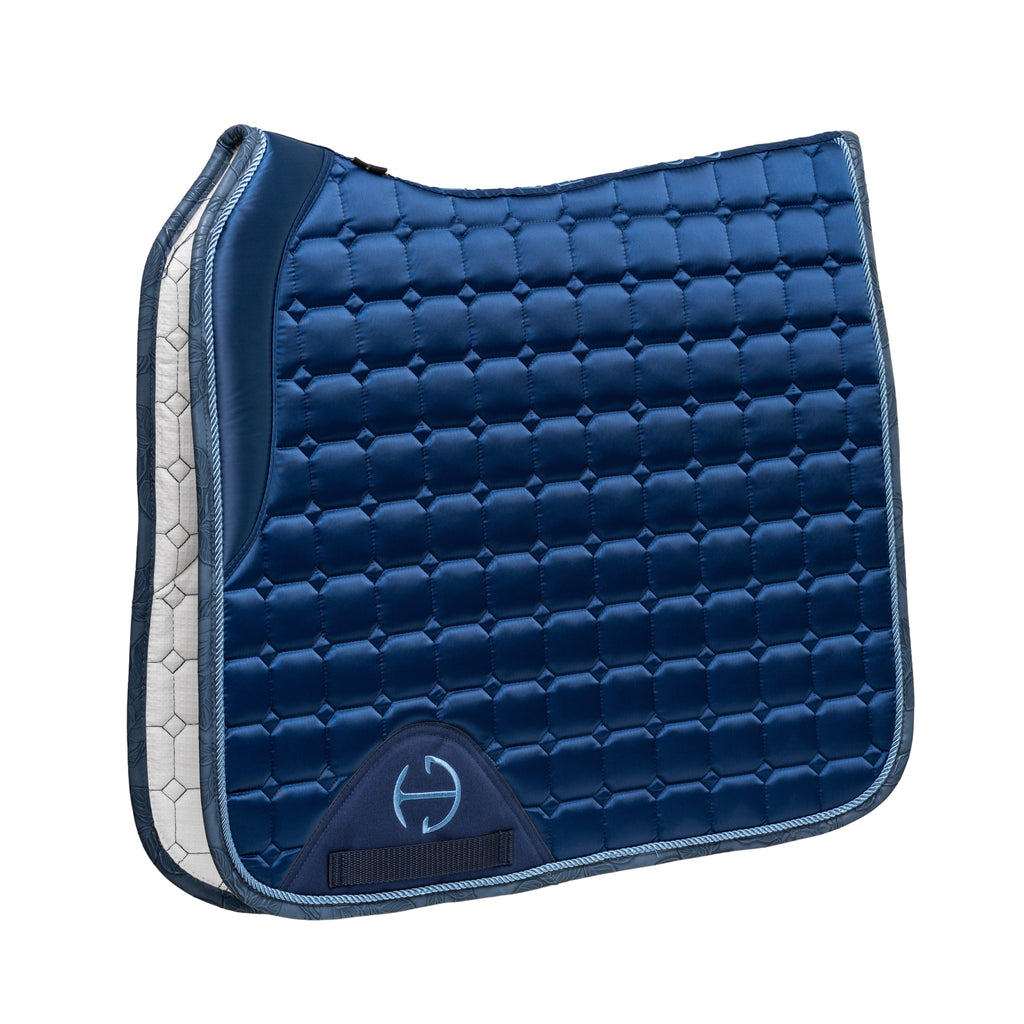 Romance Collection Satin Classic Dressage Saddle Pad (Full) - Prussian Blue