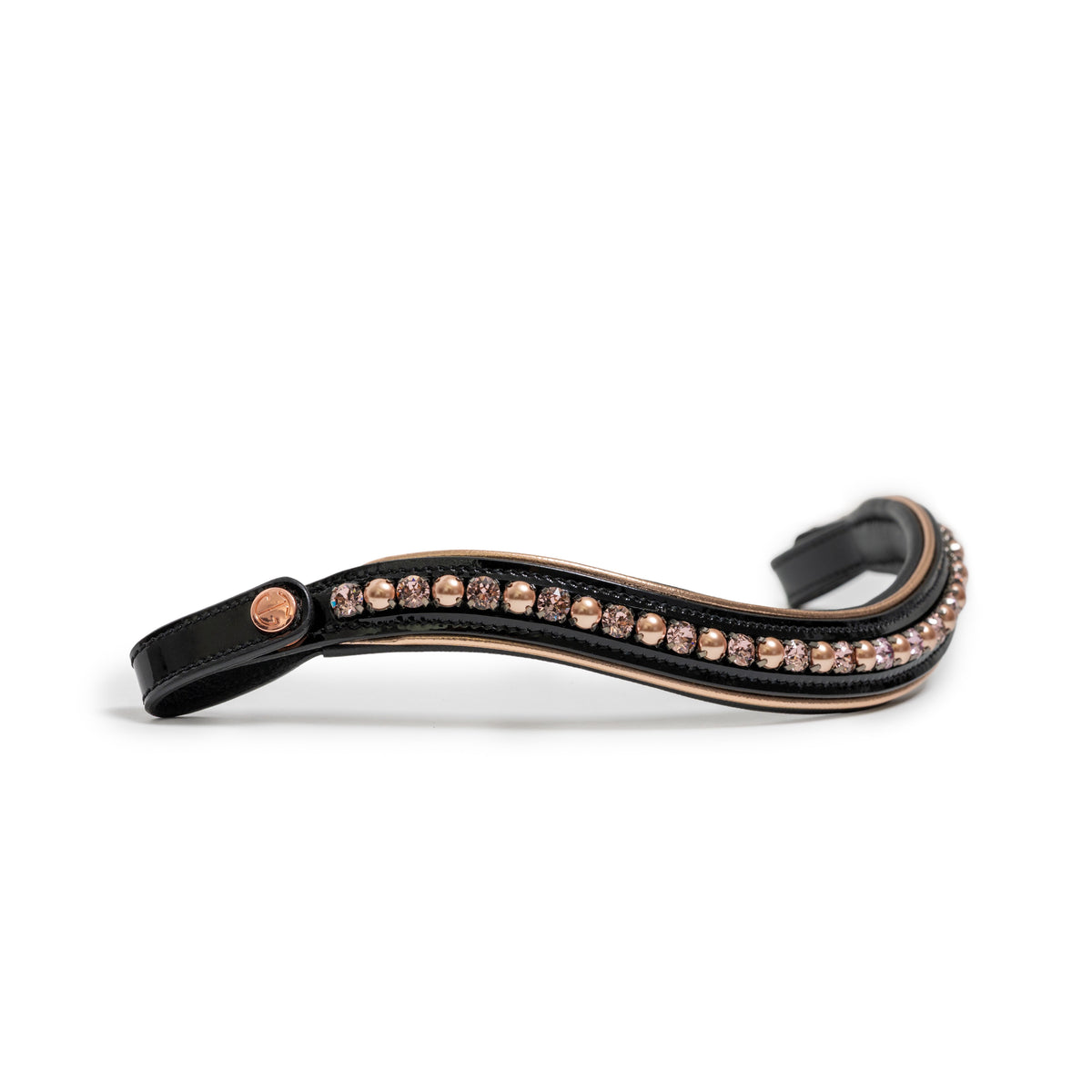 Aurelia Black Patent & Rose Gold Snap Browband