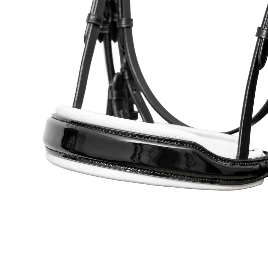 ❄️ Mont Blanc Black Patent Double Bridle With White Padding