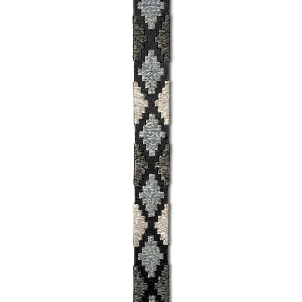 Sierra Blanca  -Gunmetal Grey, Silver & Pearl Black Leather Polo Belt