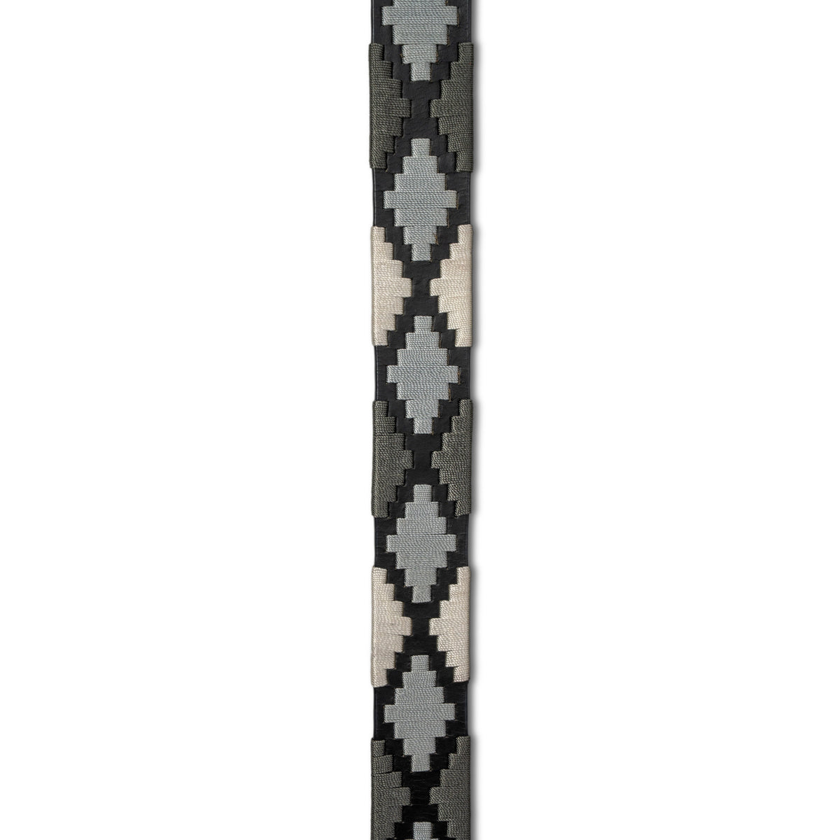 Sierra Blanca  -Gunmetal Grey, Silver & Pearl Black Leather Polo Belt