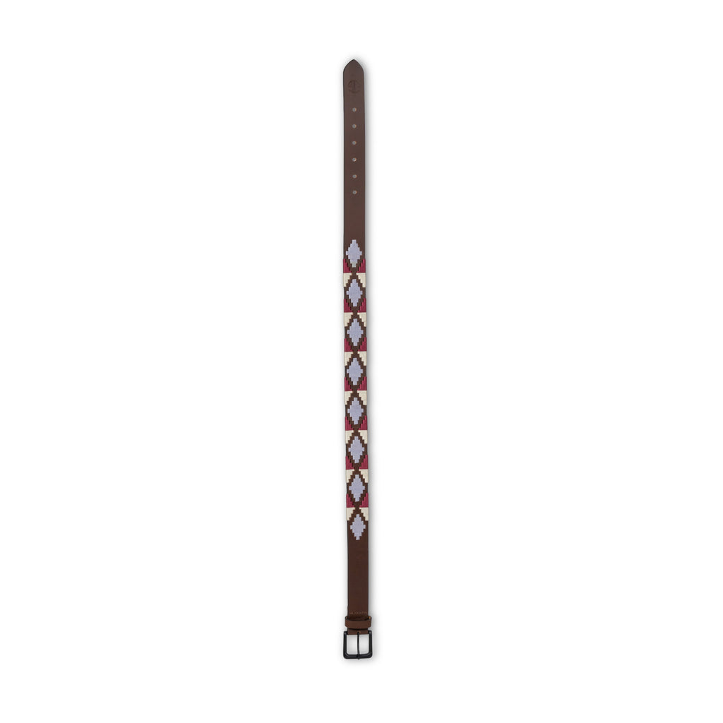 Viñedo - Burgundy, Lavender Ice Blue, Brown & Ivory Brown Leather Polo Belt