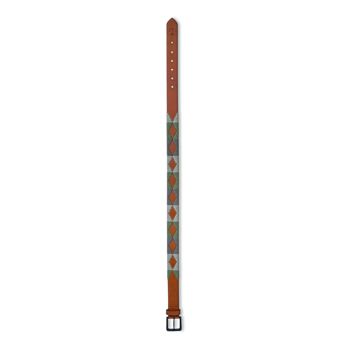El Valle  - Sage Green, Willow & Silver Cognac Leather Polo Belt