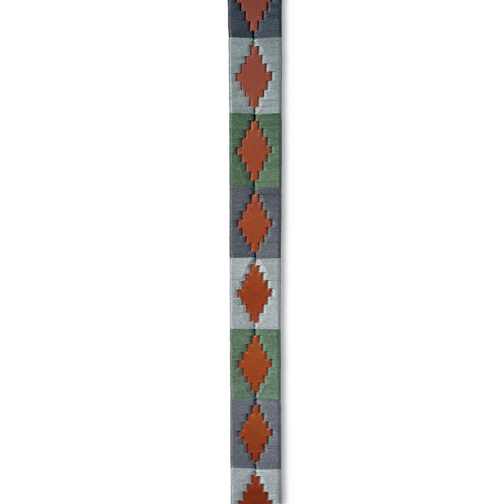 El Valle  - Sage Green, Willow & Silver Cognac Leather Polo Belt