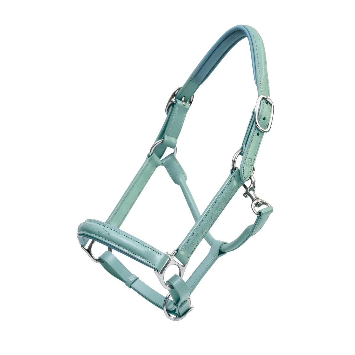 Sea Foam Leather Halter with Top Stitching