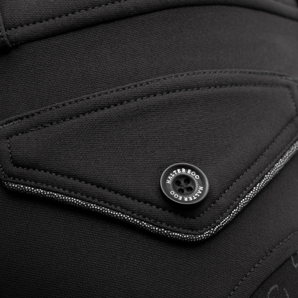 Evolution Mystique Full Seat Breeches - Smoky Black with Gunmetal - HIGH WAISTED