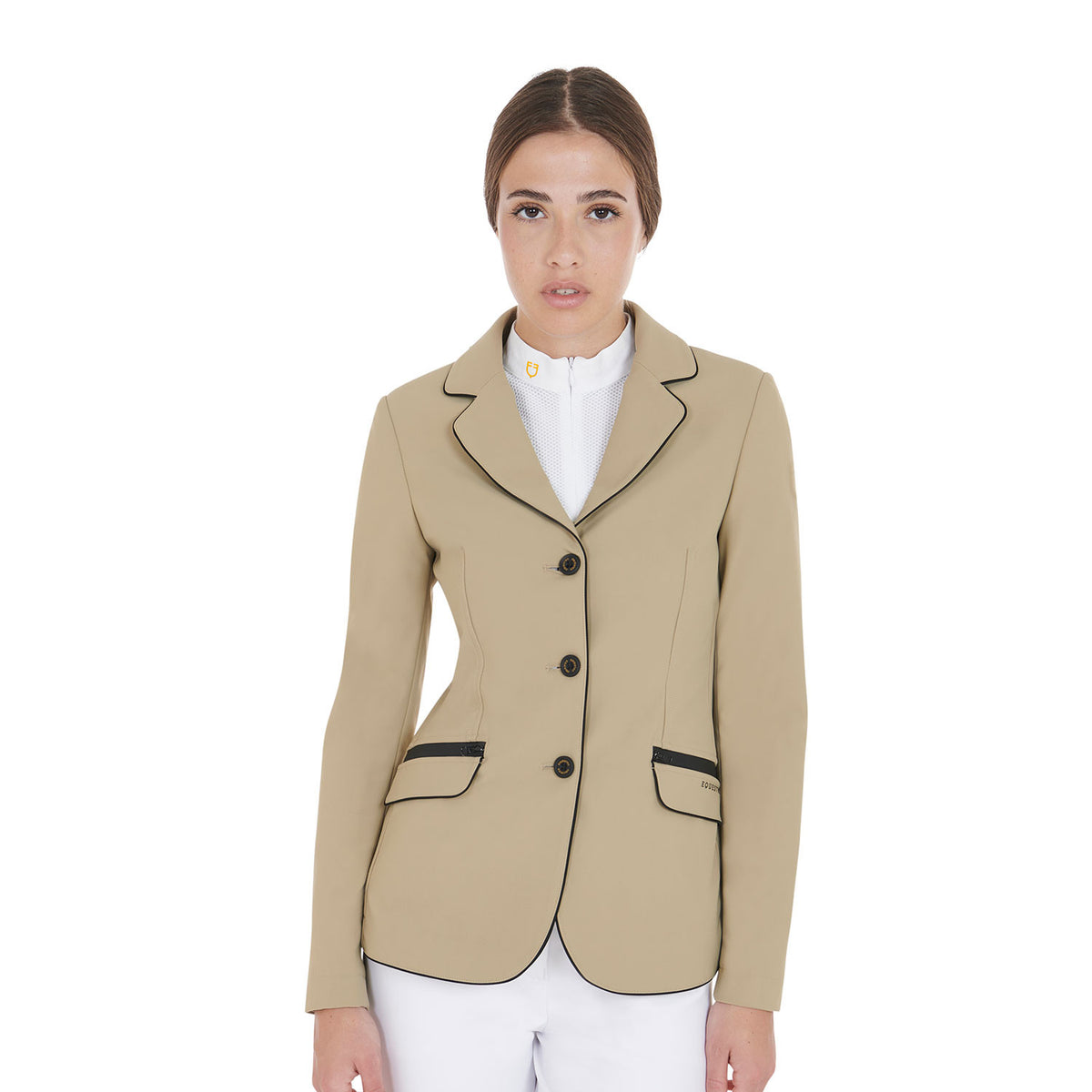 Equestro Women's Competition Jacket with Zip and Buttons