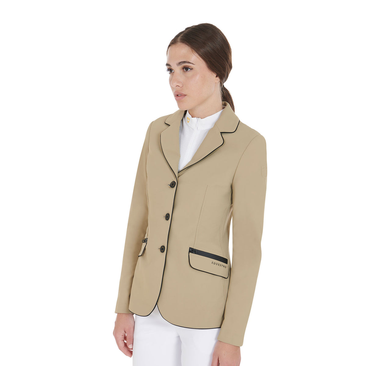 Equestro Women's Competition Jacket with Zip and Buttons