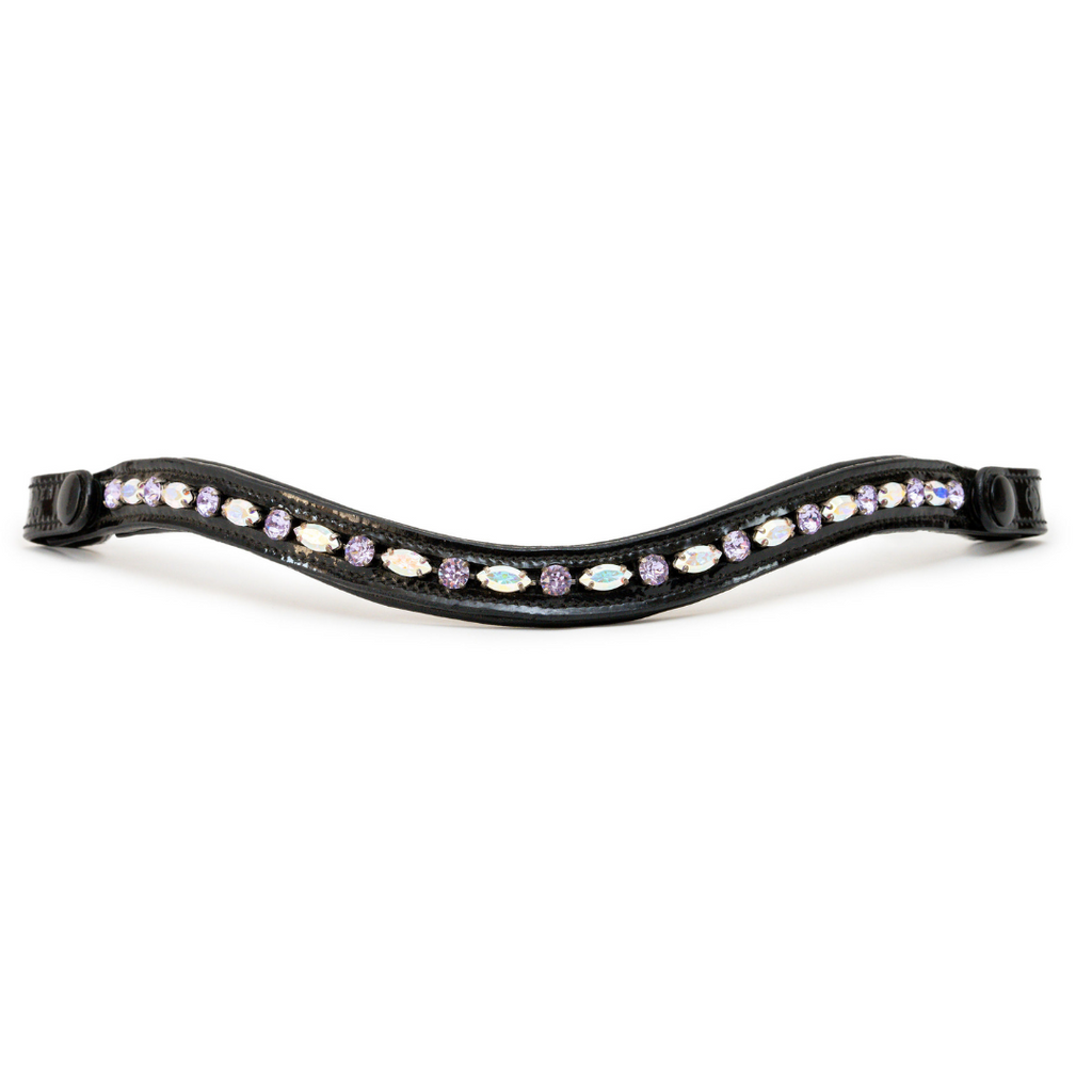 Paris Navette Crystal Patent Midline Browband - AB & Light Amethyst