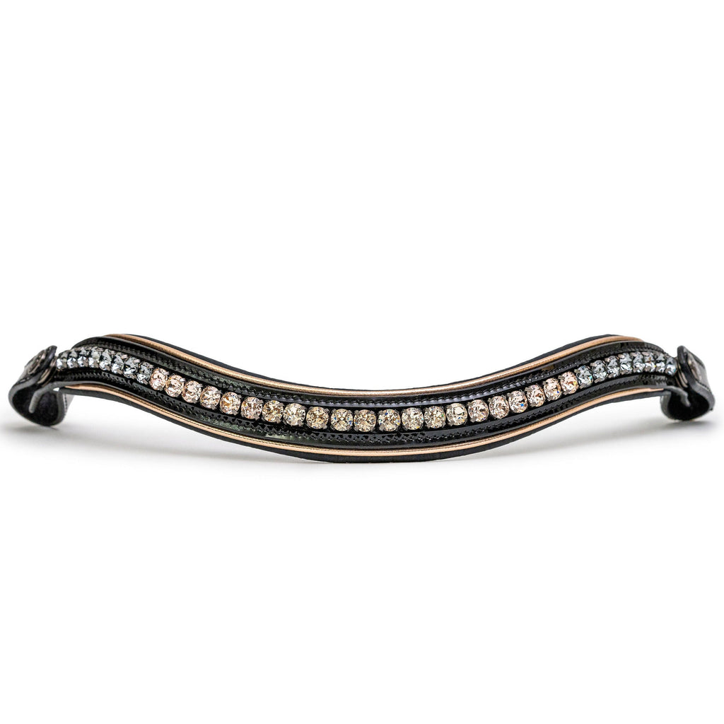 🖤 The Gotham Black Patent Snaffle Bridle – Patent Leather | Croc Print | Ombre Austrian Crystal Browband