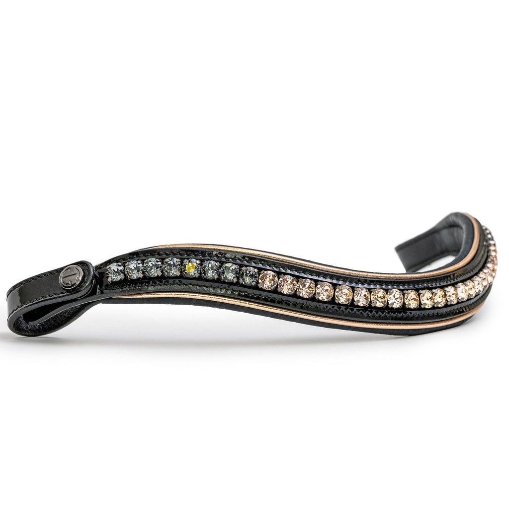 🖤 The Gotham Black Patent Snaffle Bridle – Patent Leather | Croc Print | Ombre Austrian Crystal Browband