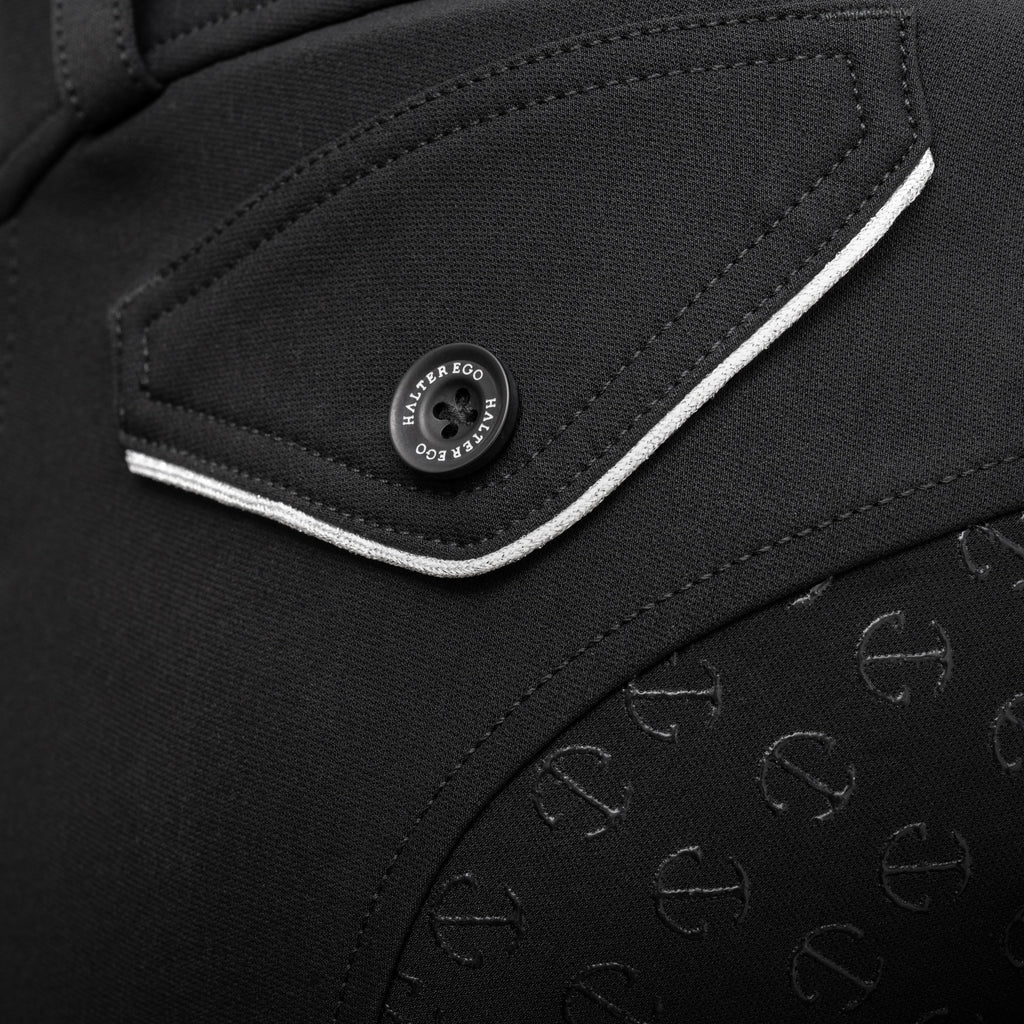Evolution Full Seat Breeches - Jet Black and Metallic Silver - High Waisted