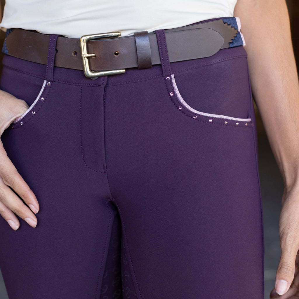 Crystal Evolution Full Seat Breeches - Dark Plum - HIGH WAIST
