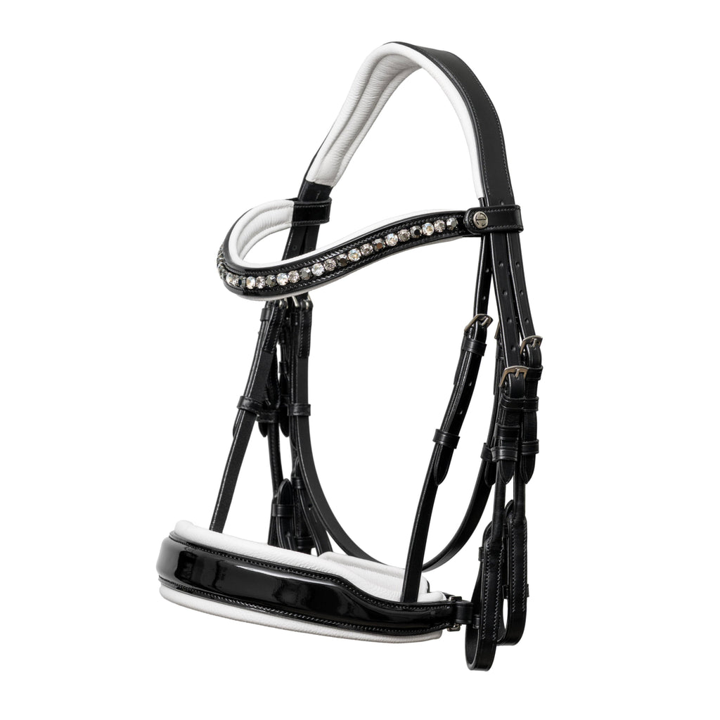 ❄️ Mont Blanc Black Patent Double Bridle With White Padding