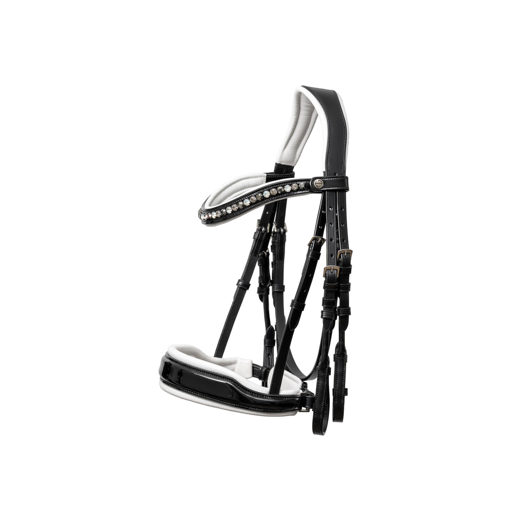 ❄️ Mont Blanc Black Patent Double Bridle With White Padding