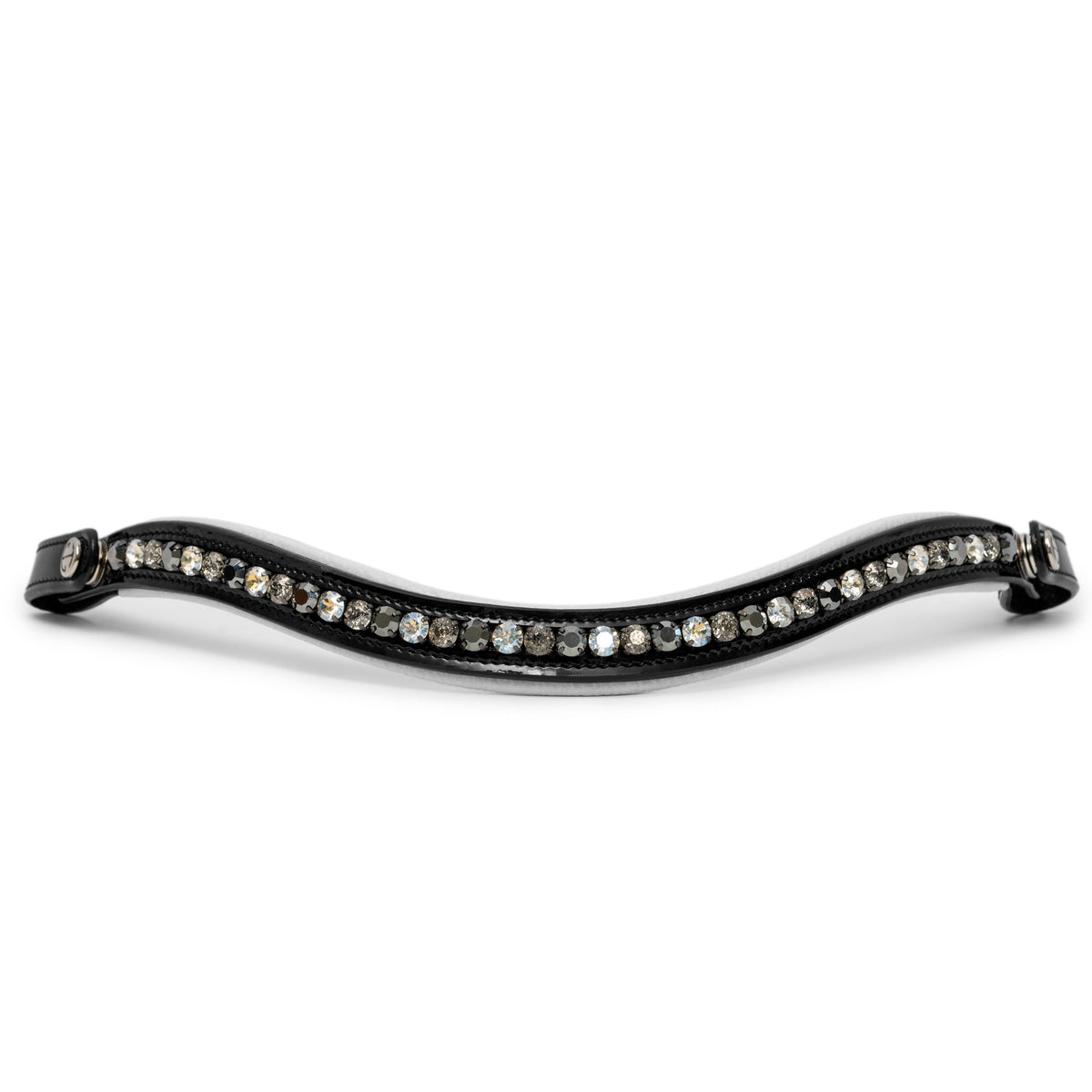 ❄️ Mont Blanc Black Patent Leather Snaffle Bridle With White Padding & Removable Flash