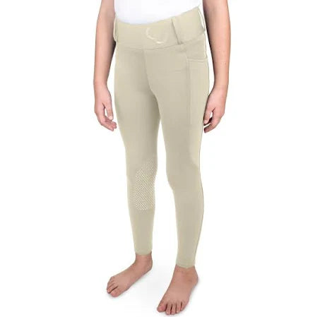 EquiStar Kids Active Rider Knee Patch Performance Tight Show Tan
